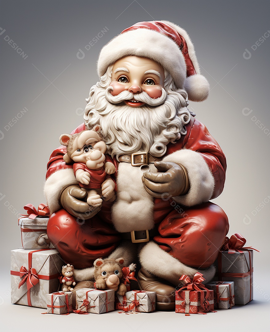 Desenho realista de papai noel feliz