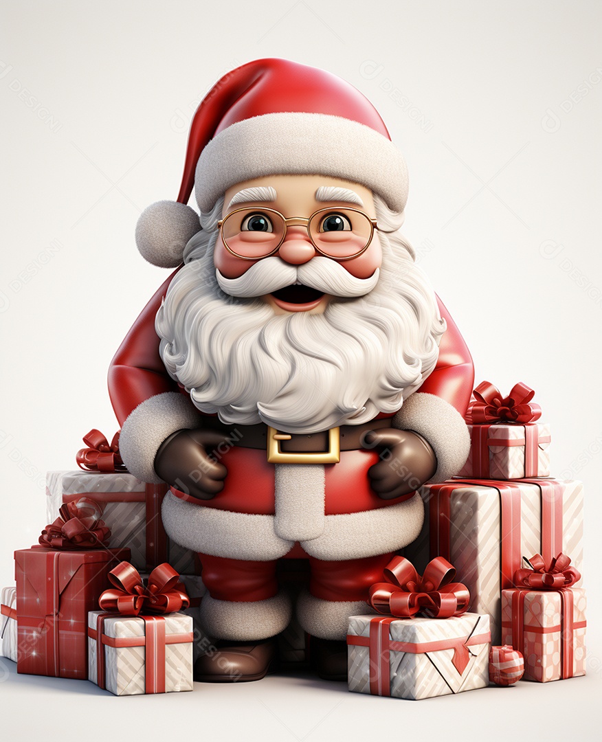 Desenho realista de papai noel feliz