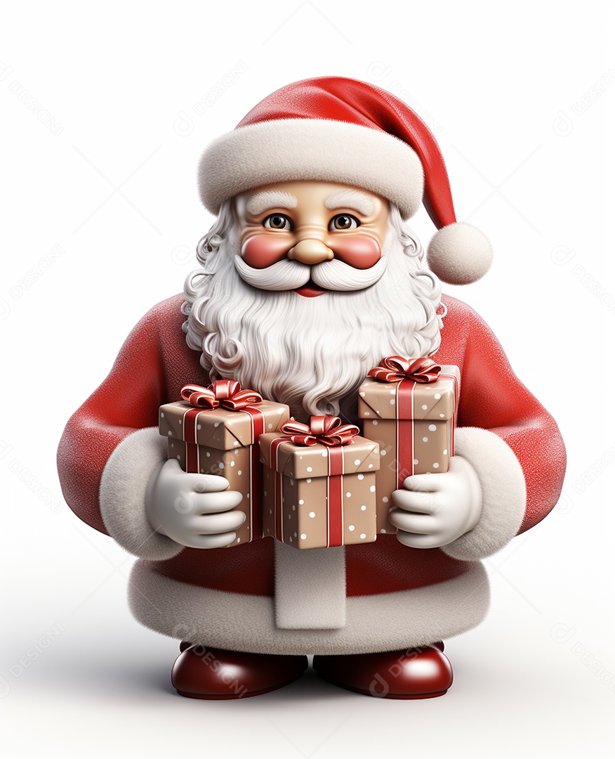 Desenho realista de papai noel feliz