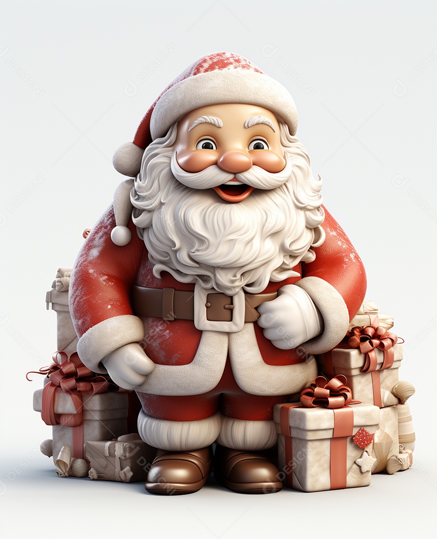 Desenho realista de papai noel feliz