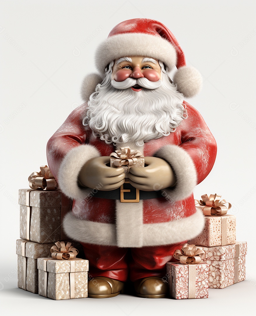 Desenho realista de papai noel feliz