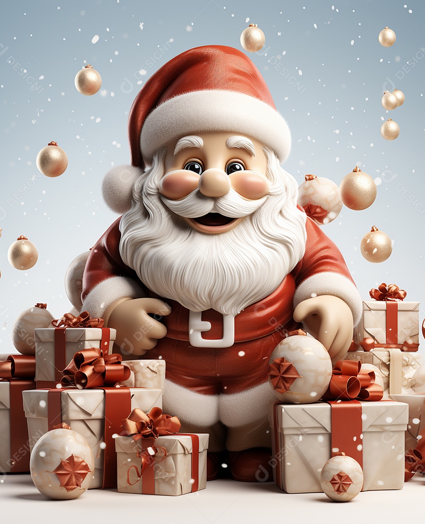 Desenho realista de papai noel feliz