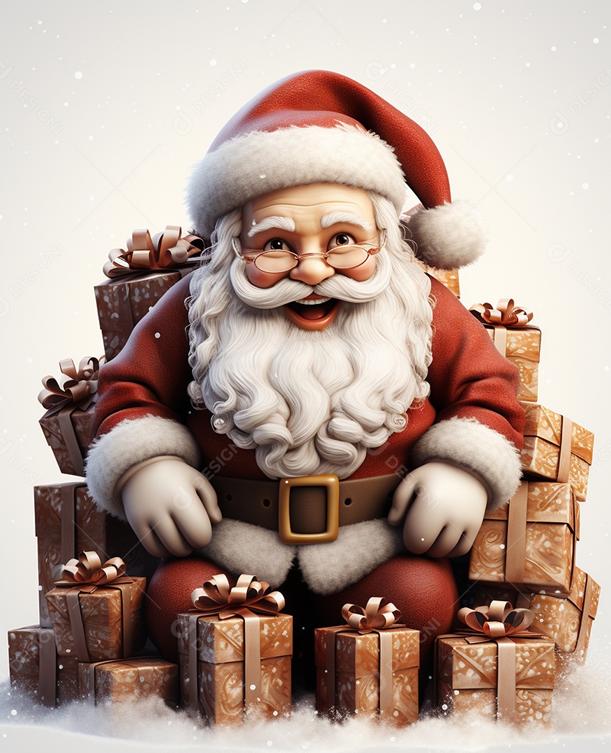 Desenho realista de papai noel feliz