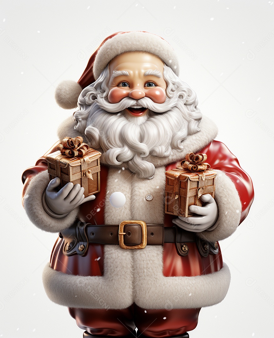 Desenho realista de papai noel feliz