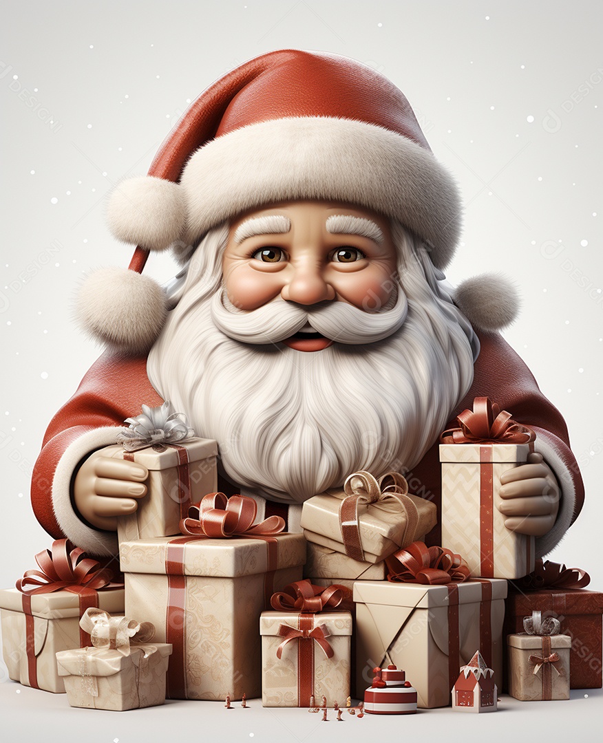 Desenho realista de papai noel feliz