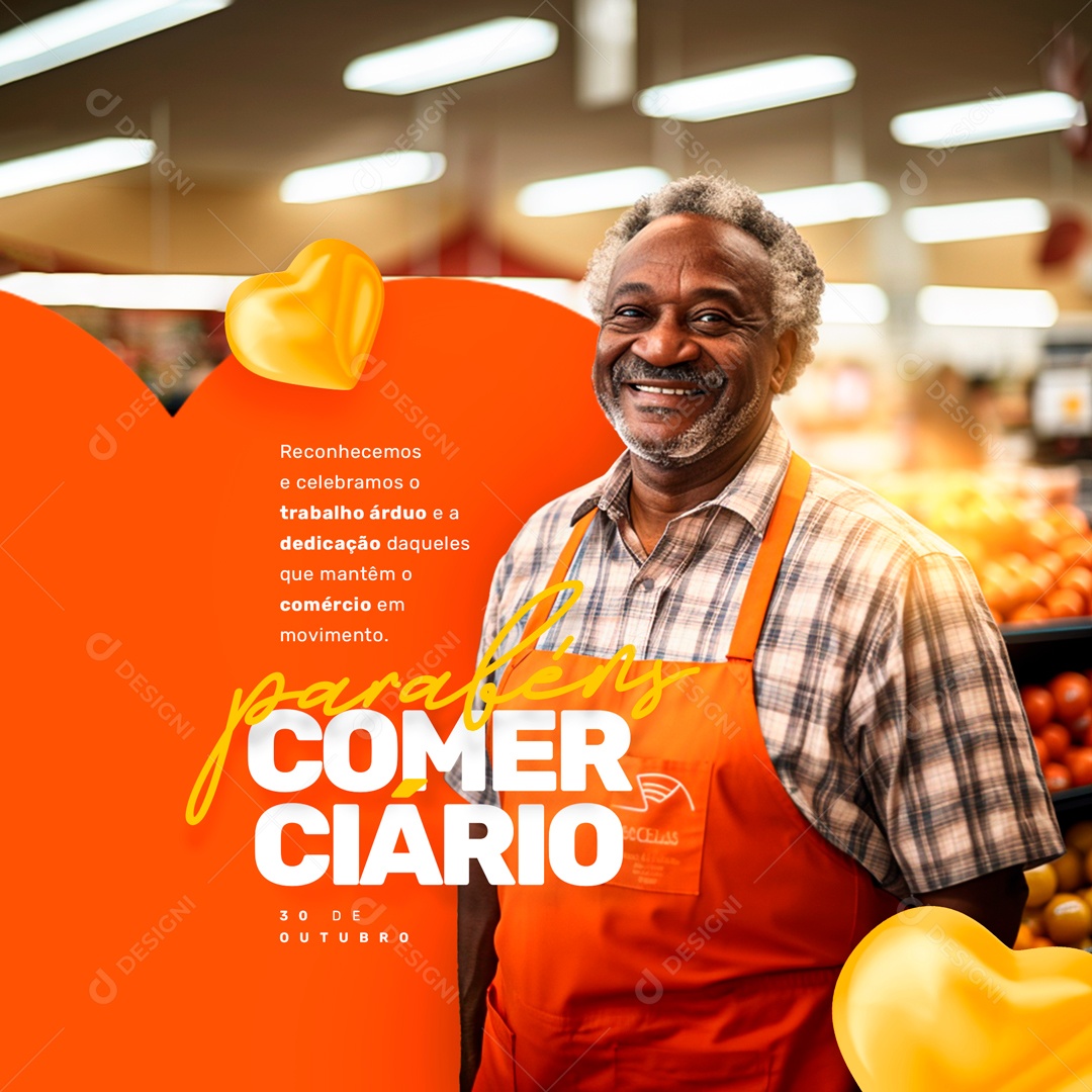 Social Media Trabalho Árduo Parabéns Comerciário PSD Editável