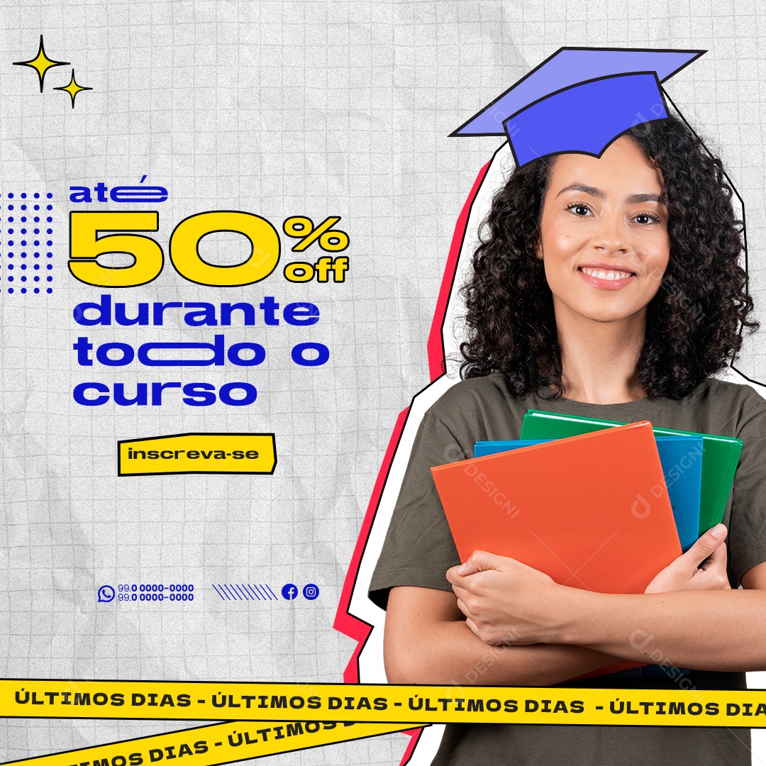 Vestibular Até 50% Durante Todo o Curso Inscreva se Social Media PSD Editável