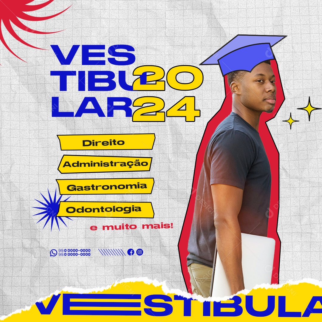 Vestibular 2024 Direito Administração Gastronomia Odontologia e Muito Mais Social Media PSD Editável