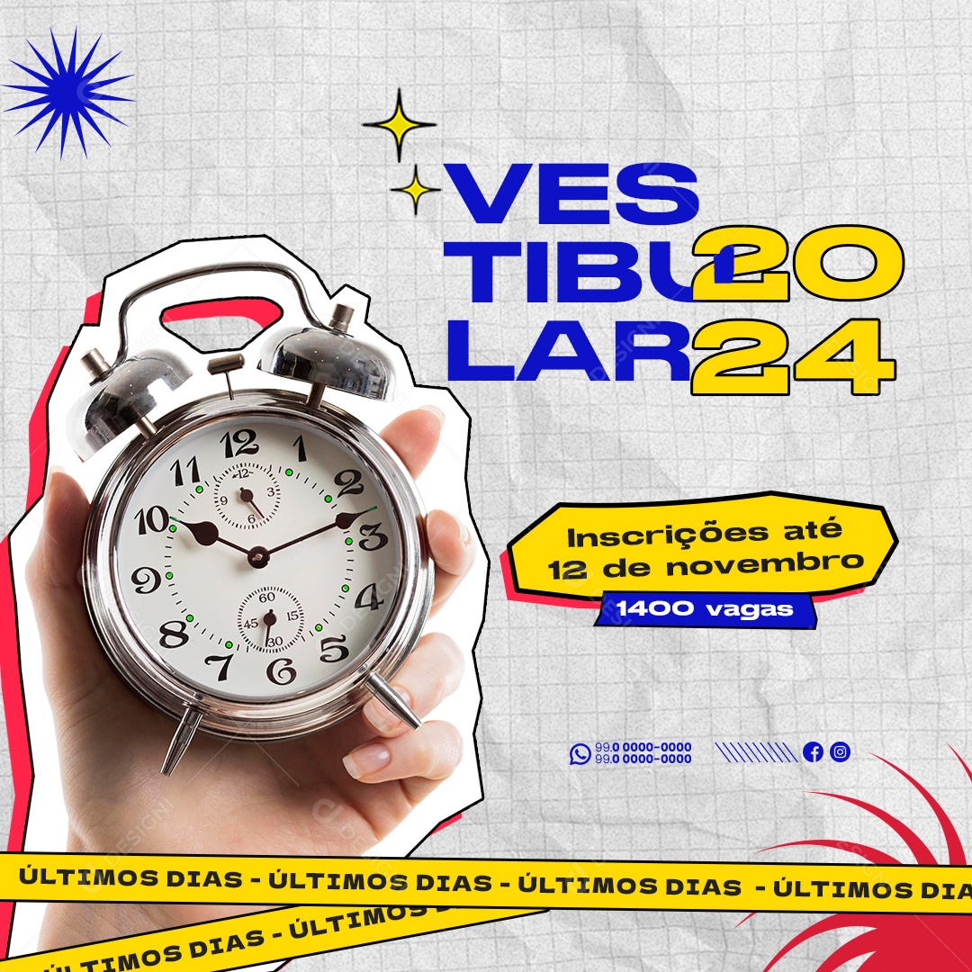 Vestibular 2024 Inscrições Até  12 de Novembro Social Media PSD Editável