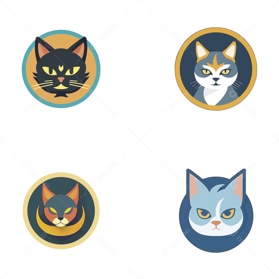Gatos Mascote Ilustração Vetor EPS