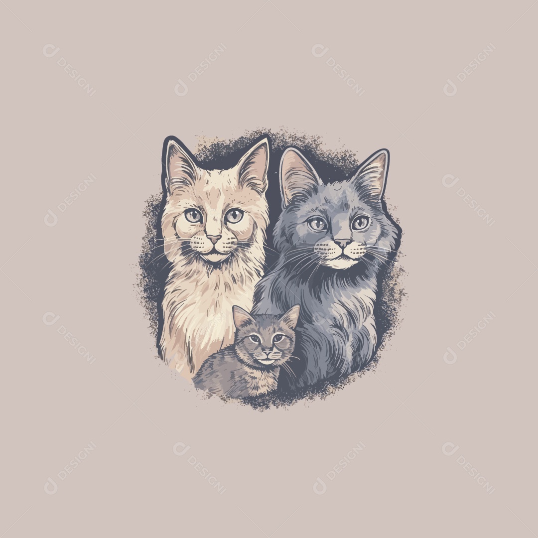 Modelo de Estampa Gatos Vetor EPS