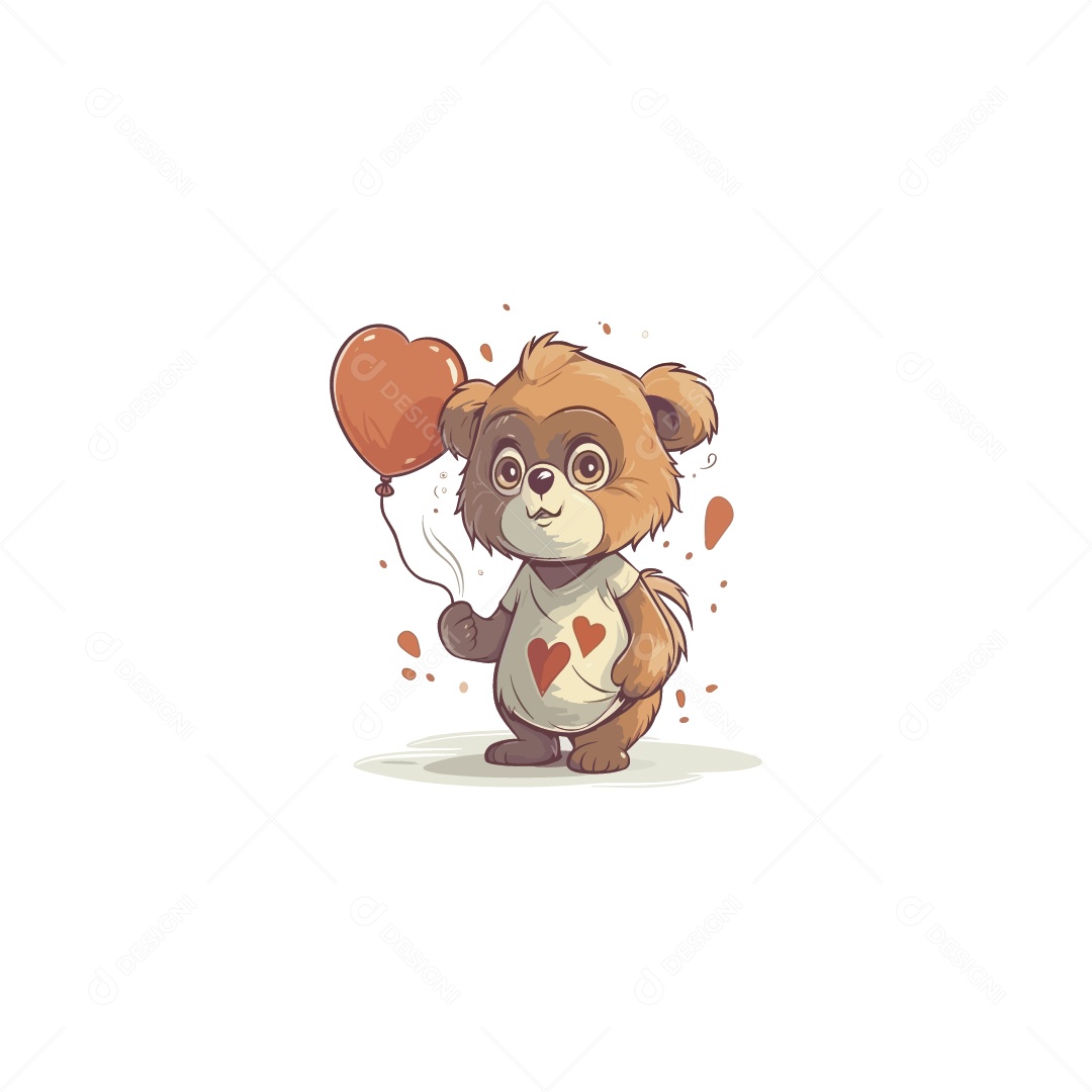 Urso com Coração Ilustração Vetor EPS