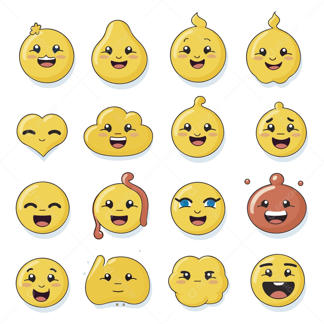 Conjunto de Emojes Ilustração Vetor EPS