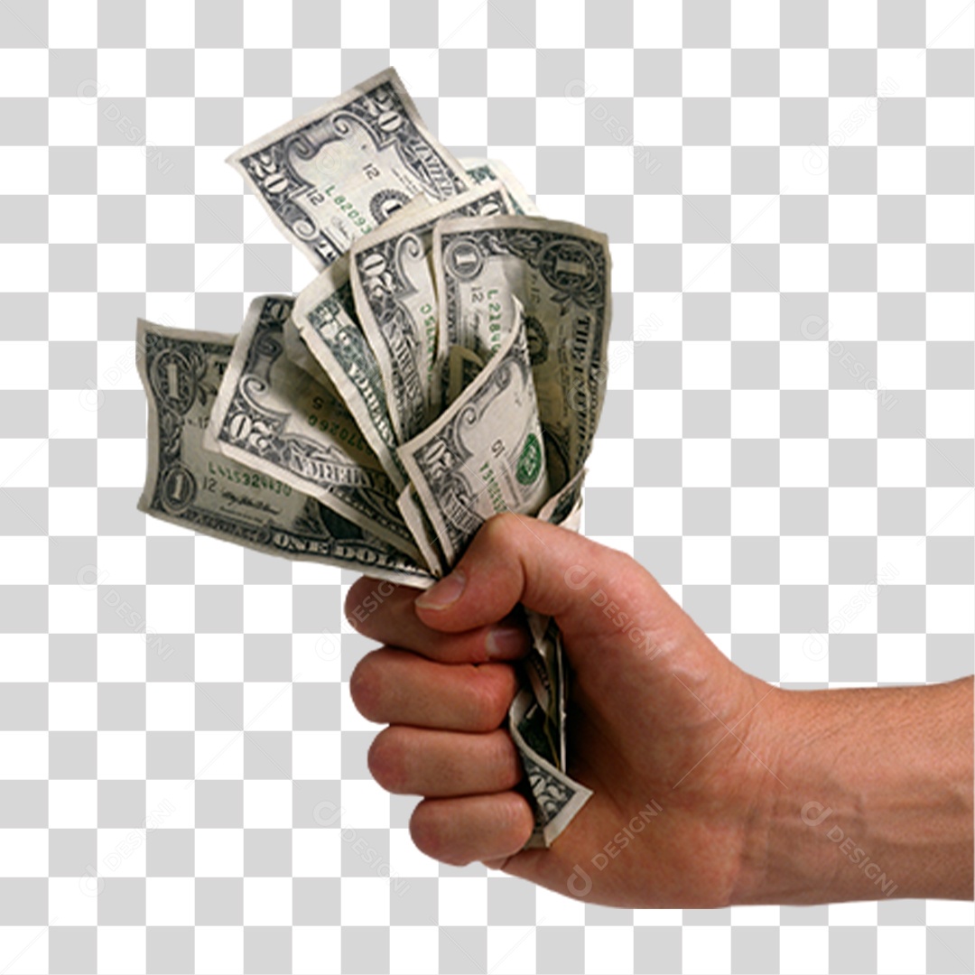 Mão com Notas PNG Transparente