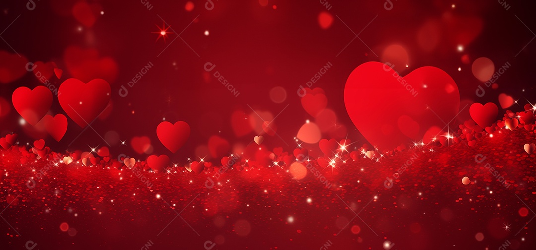 Corações vermelhos sobre fundo vermelho