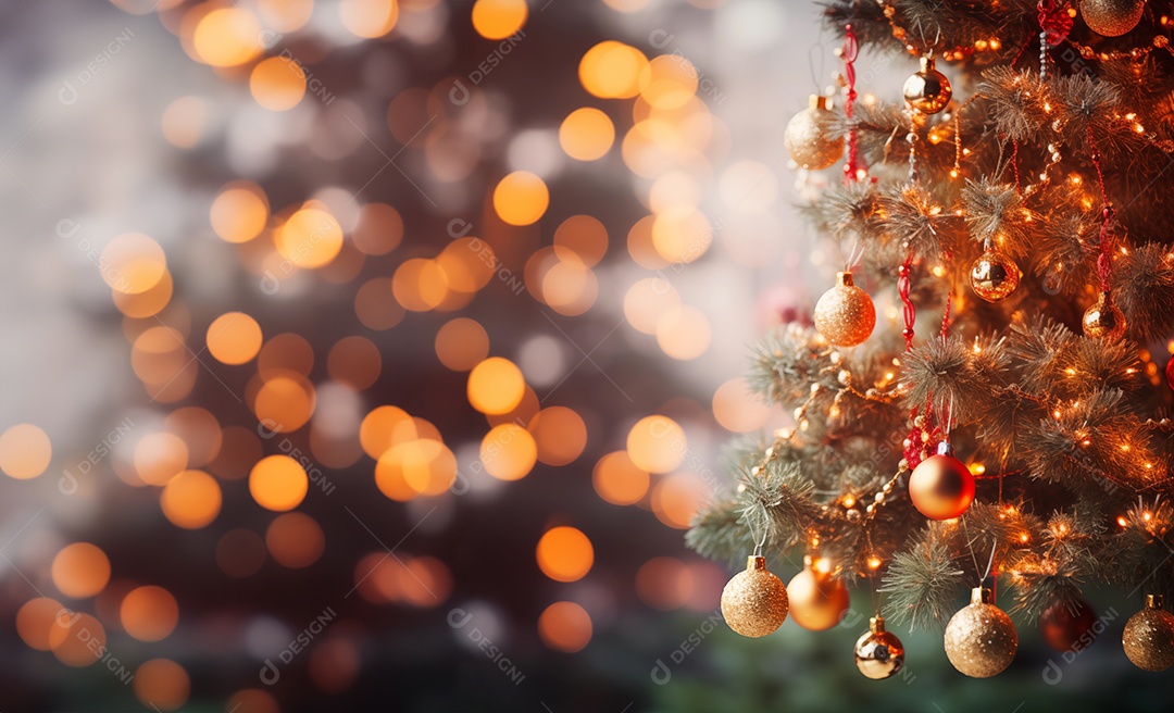 Detalhes da árvore de natal enfeitada