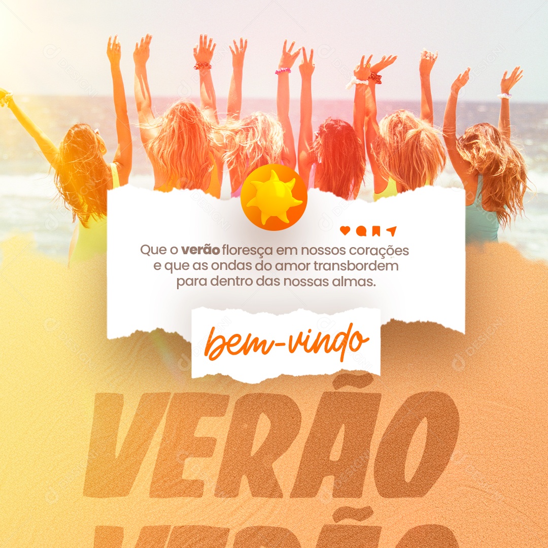 Bem Vindo Verão Que o Verão Floresça em Nossos Corações Social Media PSD Editável