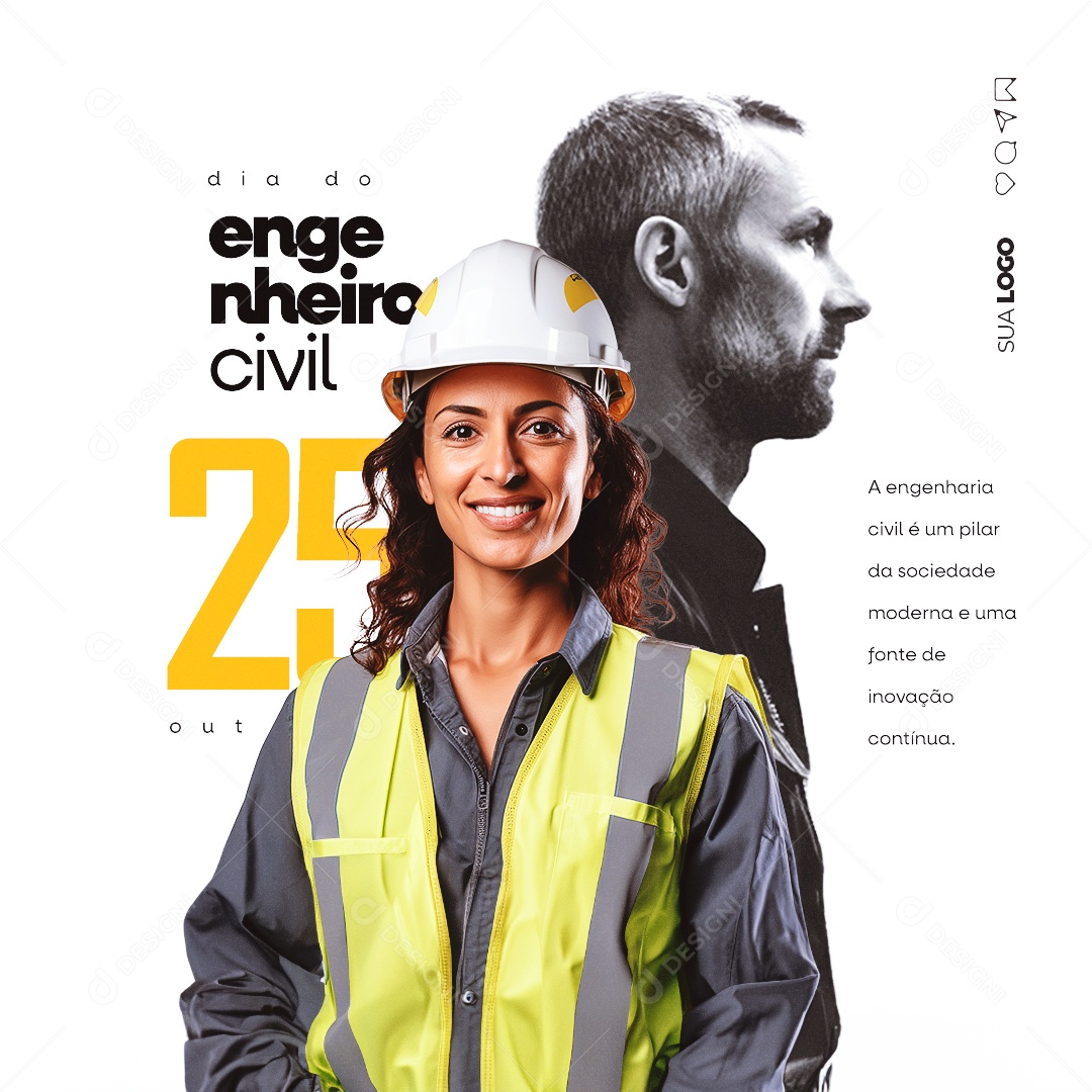 Day of the Civil Engineer Engineer October 25th Editable Social Media PSD