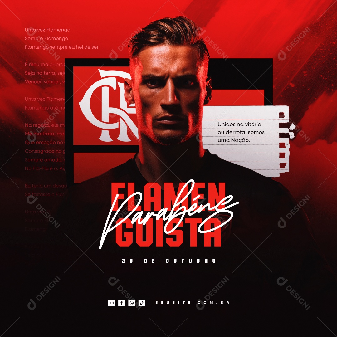 Dia Do Flamenguista Parabéns Unidos na Vitória ou Derrota Somos uma Nação Social Media PSD Editável