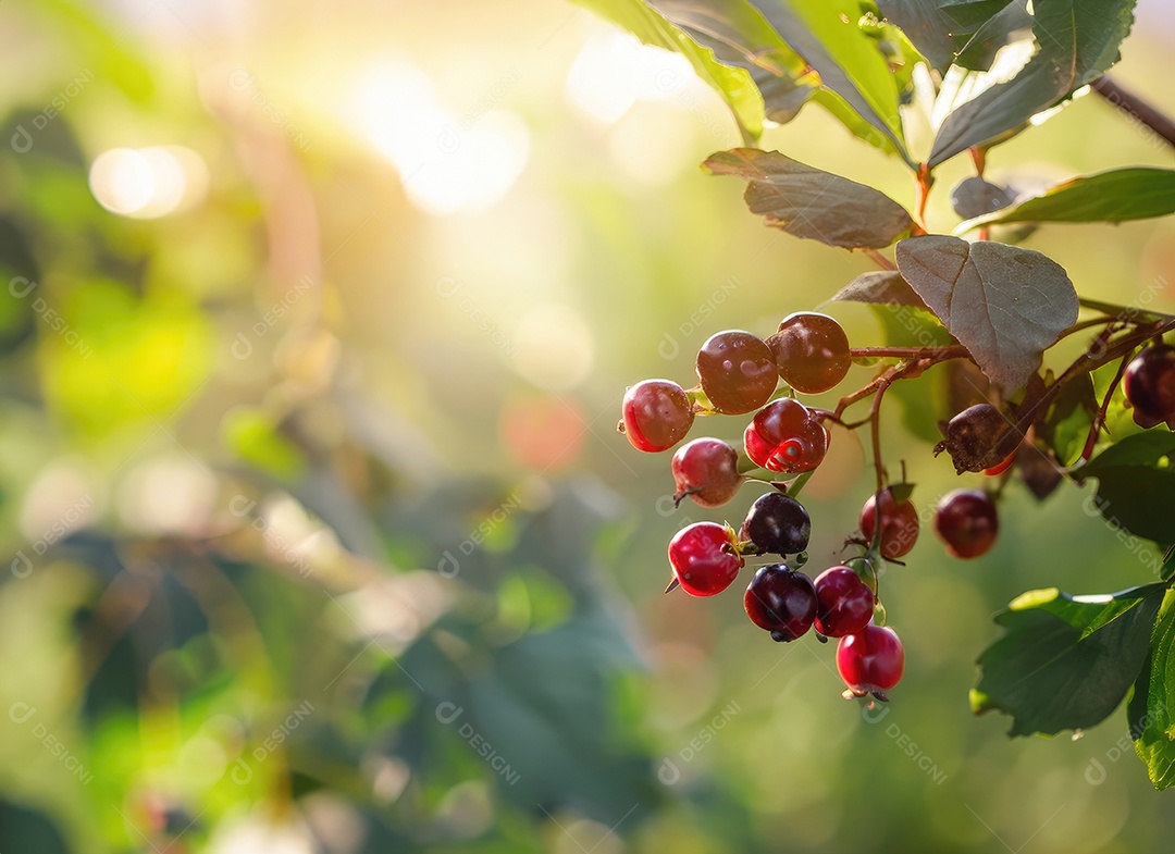 Baga cresce em uma árvore no jardim de colheita