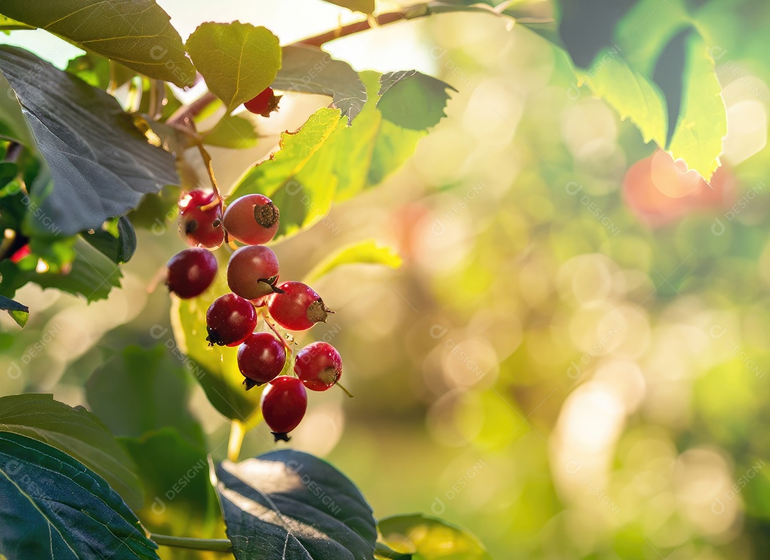 Baga cresce em uma árvore no jardim de colheita