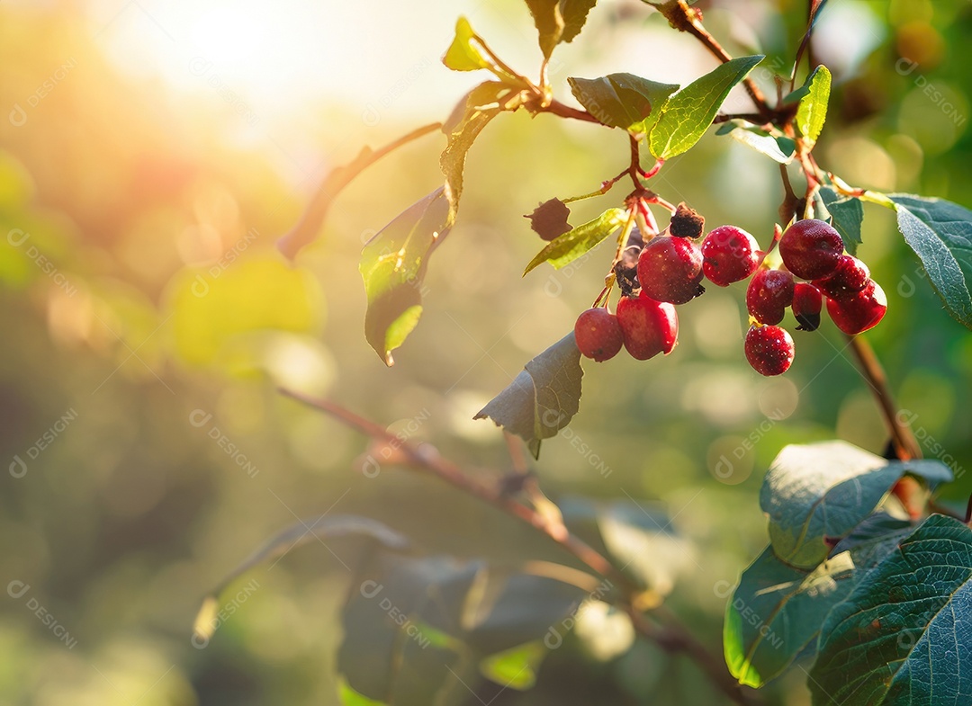 Baga cresce em uma árvore no jardim de colheita
