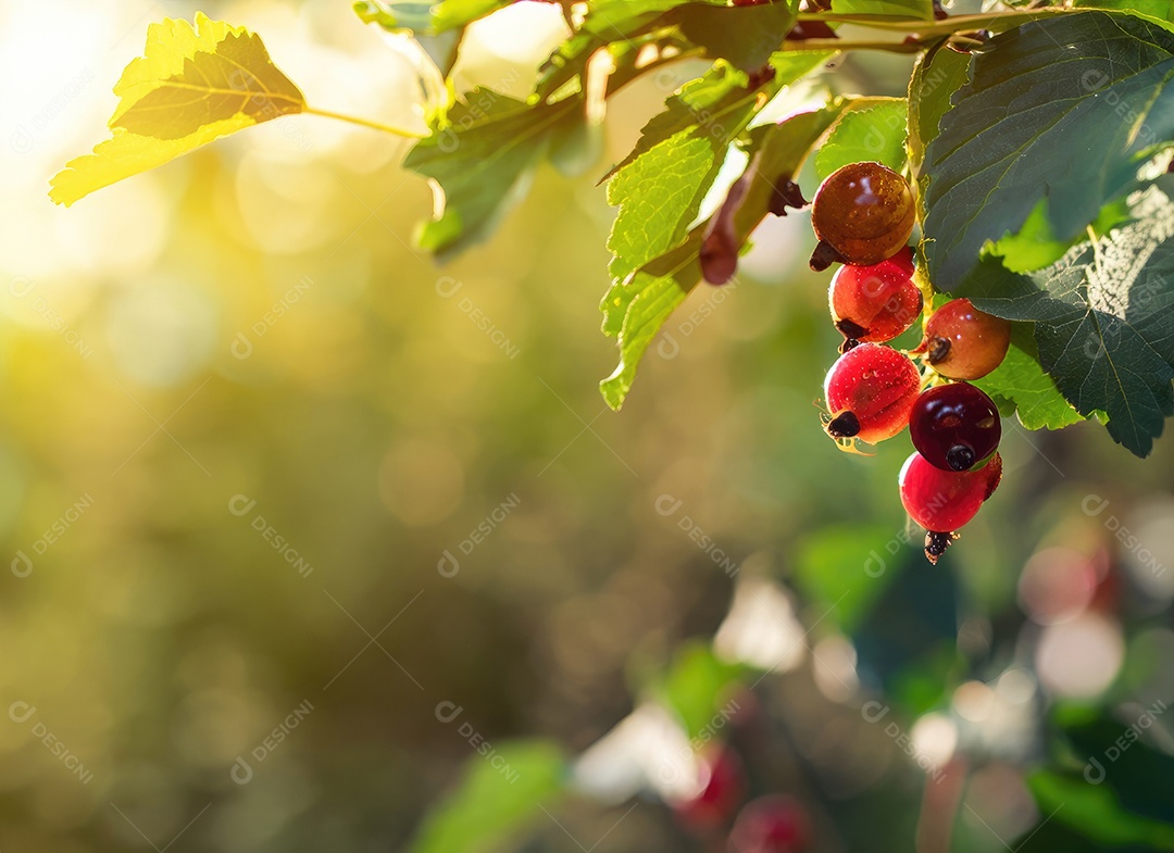 Baga cresce em uma árvore no jardim de colheita
