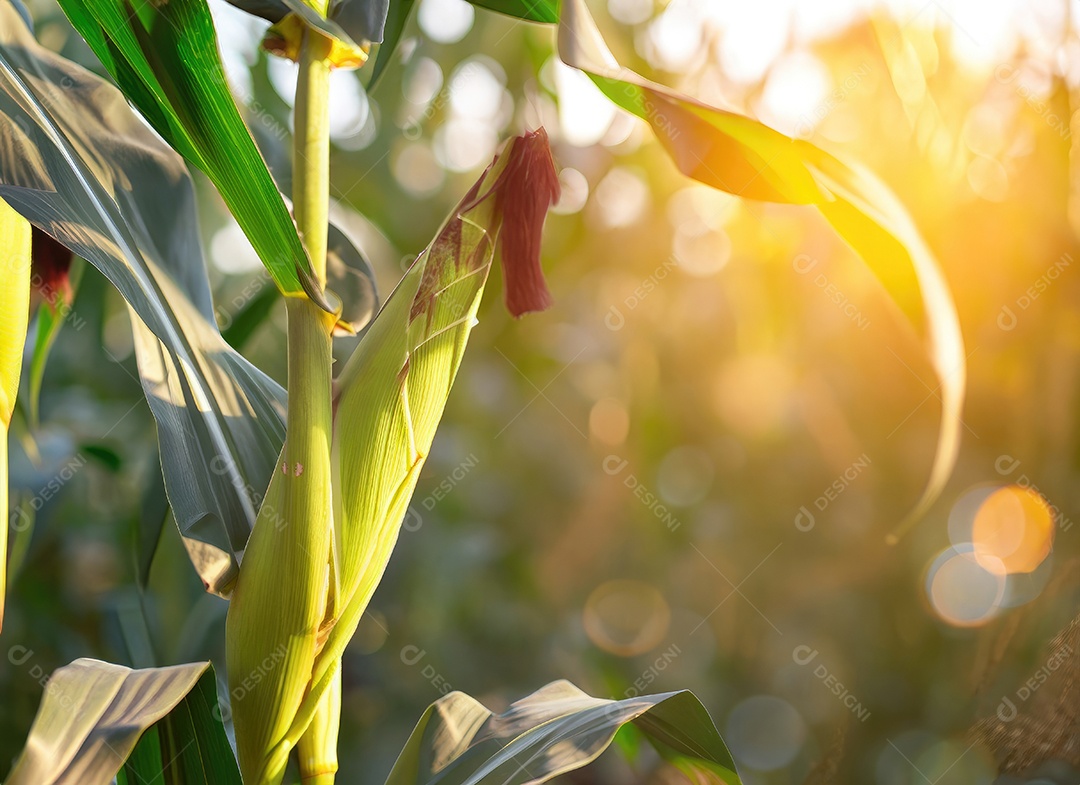 Milho cresce em um milharal no campo