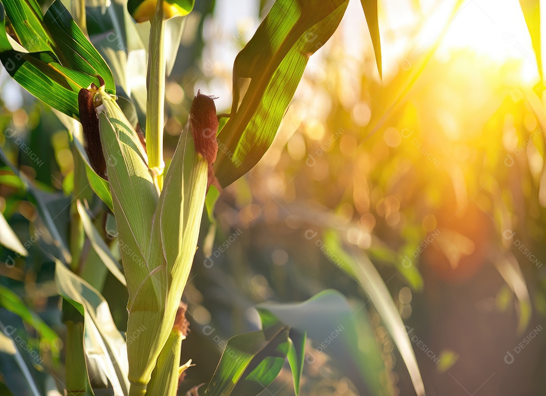Milho cresce em um milharal no campo