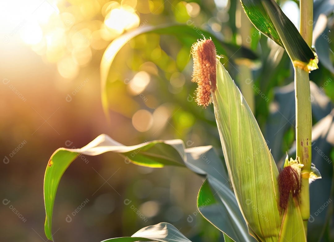 Milho cresce em um milharal no campo