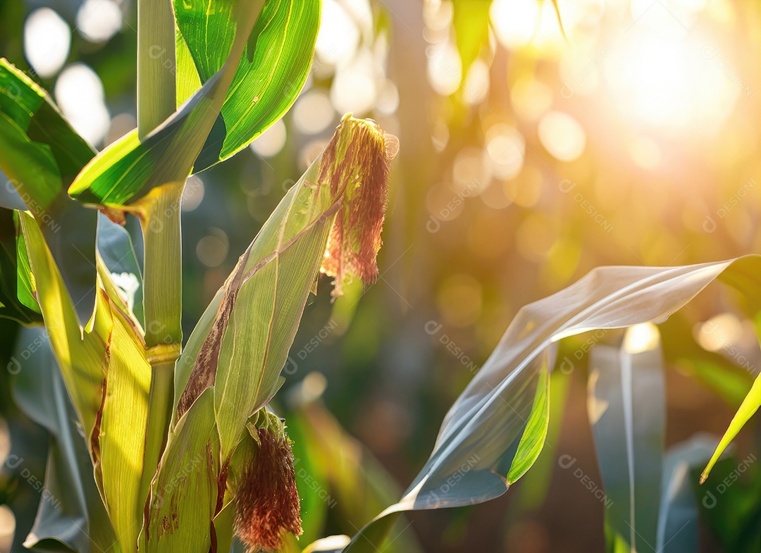 Milho cresce em um milharal no campo