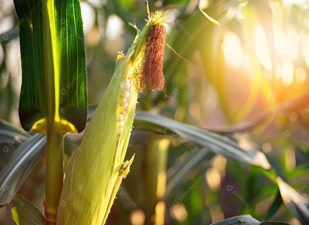 Milho cresce em um milharal no campo