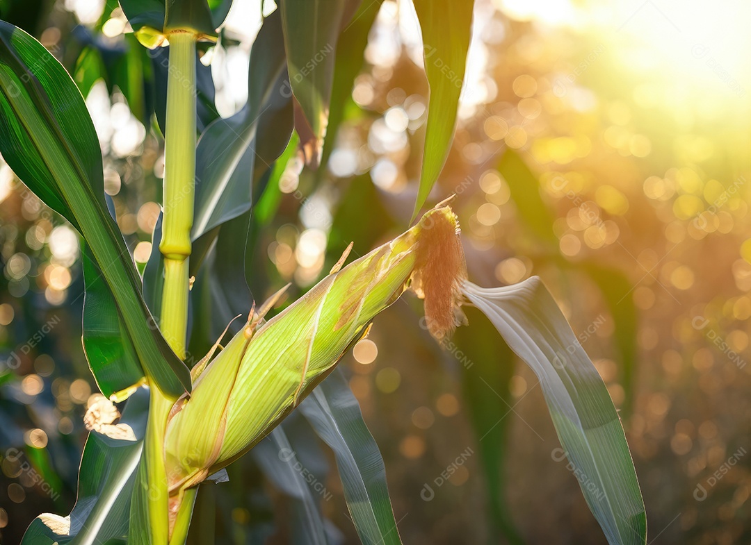 Milho cresce em um milharal no campo