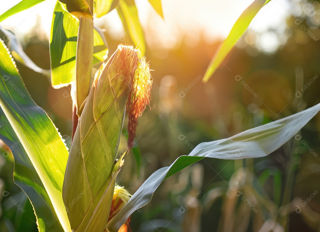 Milho cresce em um milharal no campo