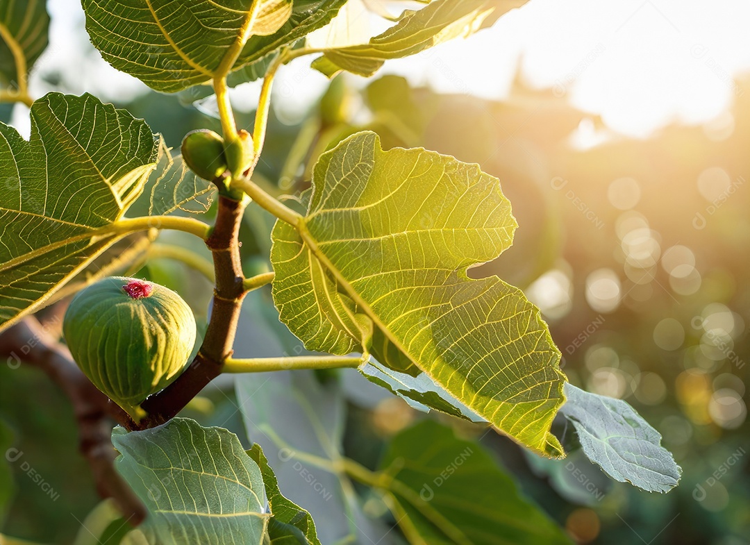 O figo cresce em uma árvore no jardim da colheita