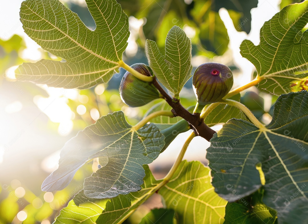 O figo cresce em uma árvore no jardim da colheita