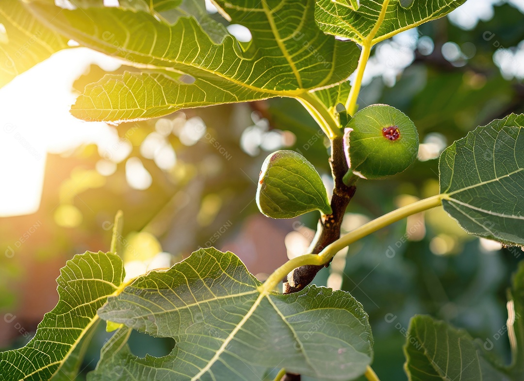 O figo cresce em uma árvore no jardim da colheita