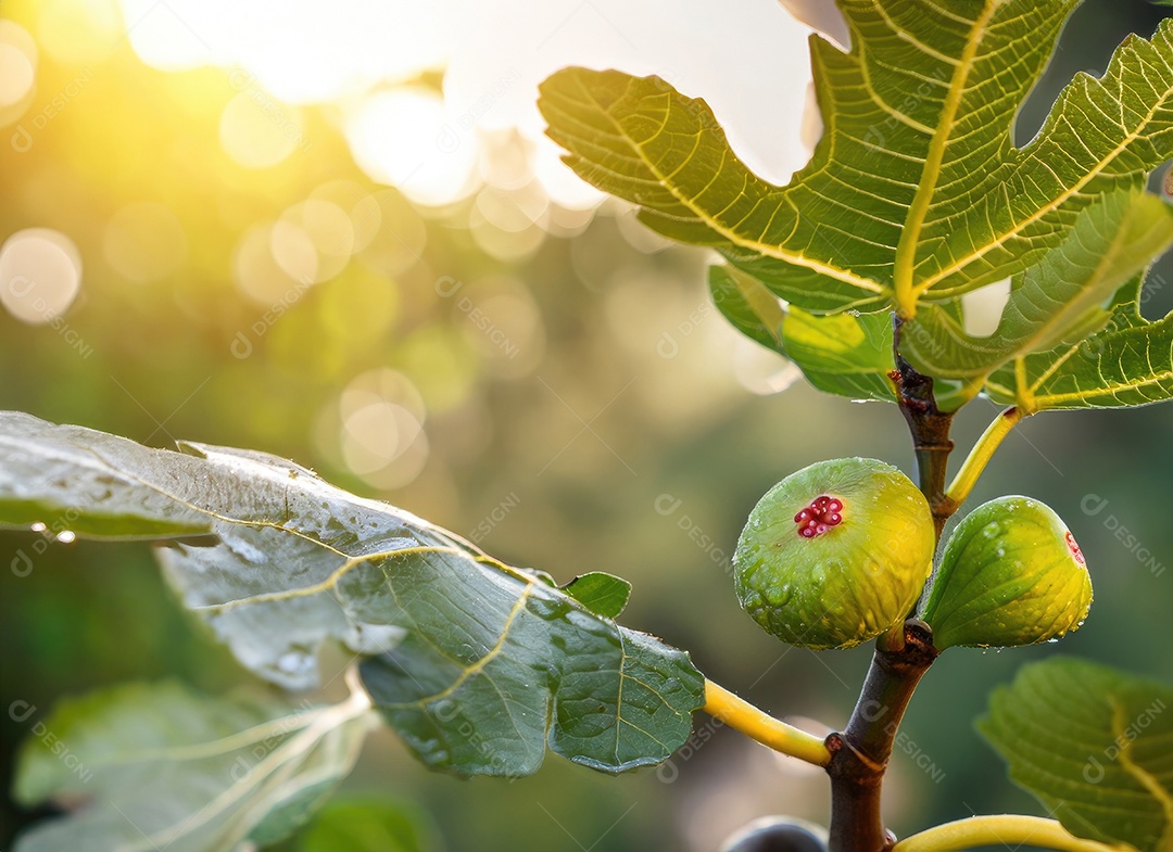 O figo cresce em uma árvore no jardim da colheita