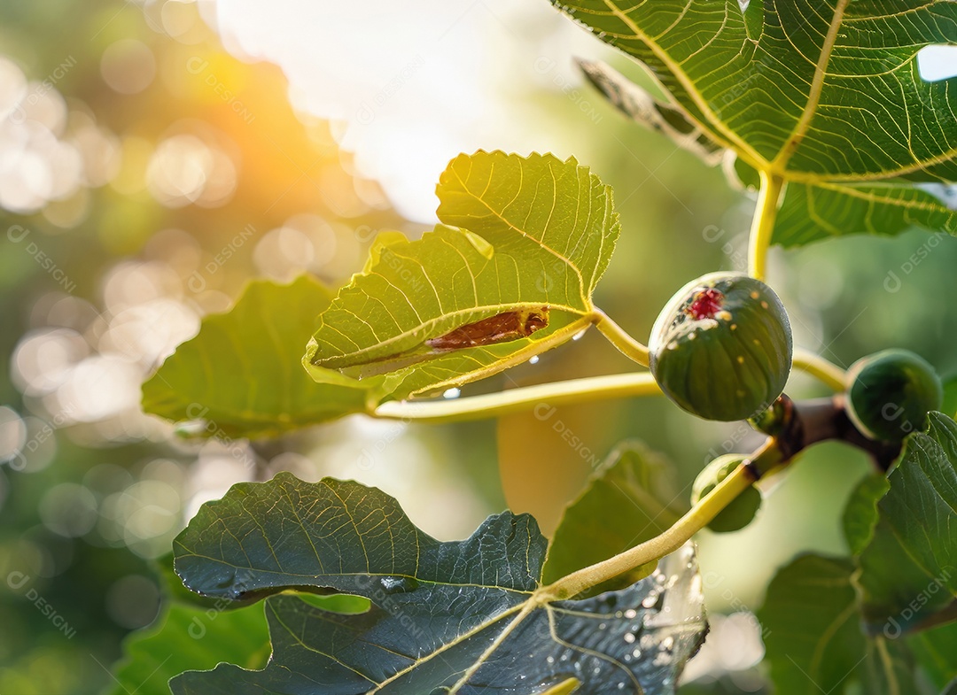 O figo cresce em uma árvore no jardim da colheita