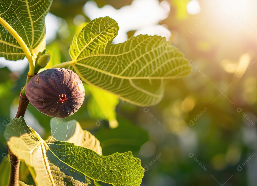 O figo cresce em uma árvore no jardim da colheita
