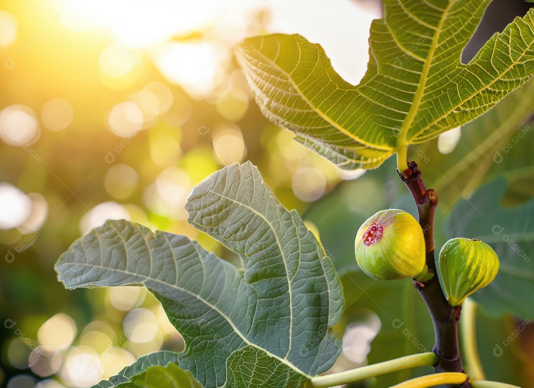 O figo cresce em uma árvore no jardim da colheita