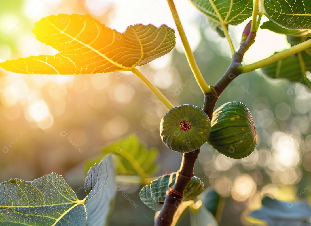 O figo cresce em uma árvore no jardim da colheita