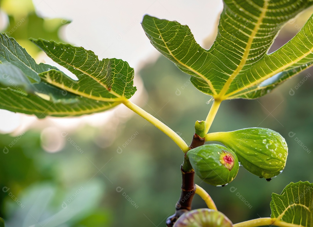 O figo cresce em uma árvore no jardim da colheita