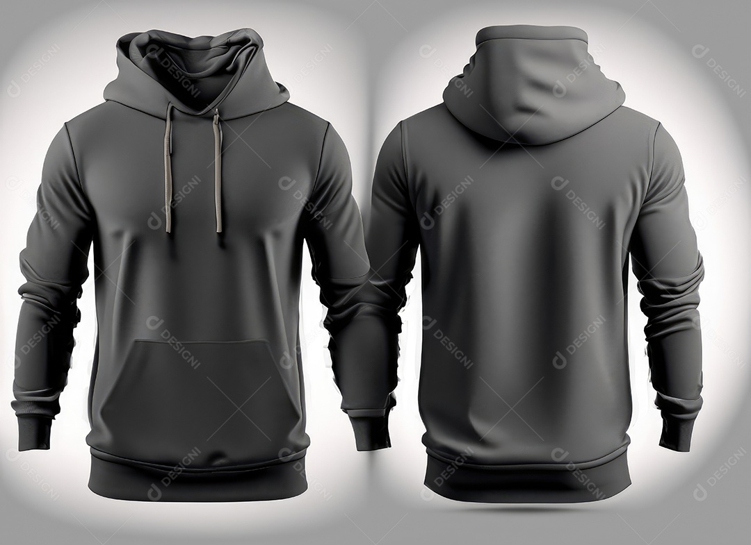 Moletom com capuz Frente e costas Moletom com capuz manga comprida, capuz para maquete de design