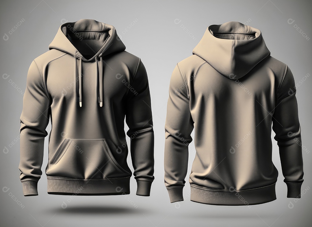 Moletom com capuz Frente e costas Moletom com capuz manga comprida, capuz para maquete de design