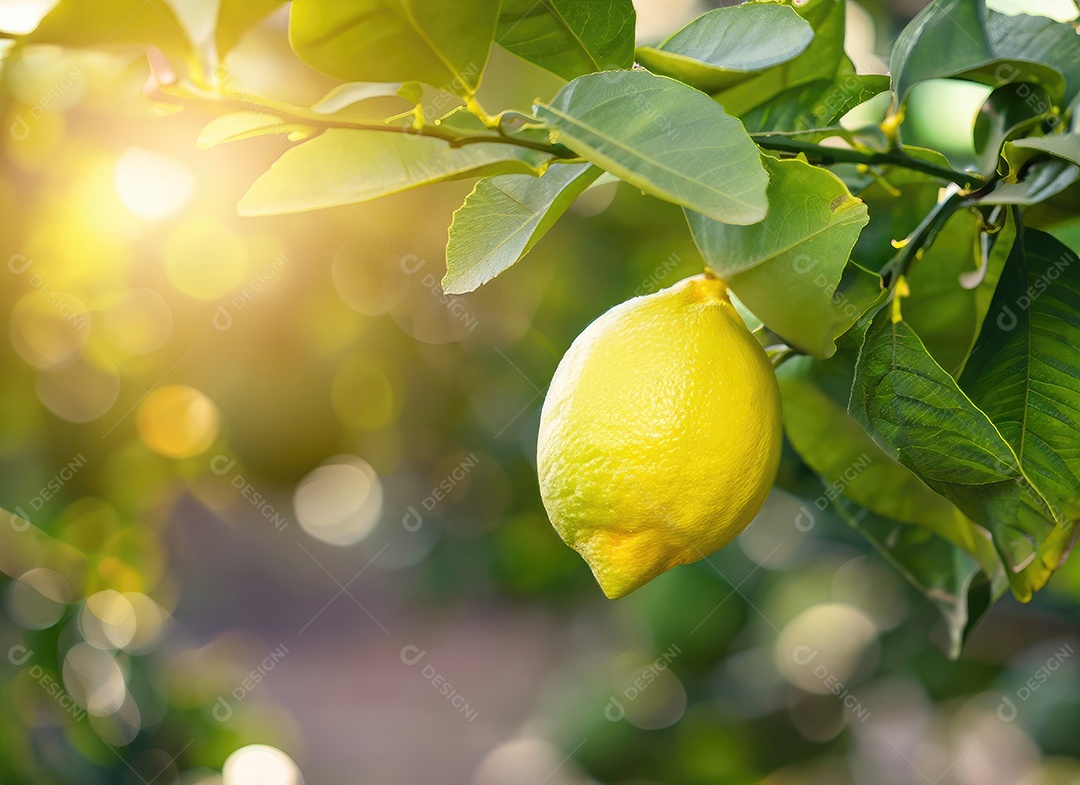 Limão cresce em uma árvore no jardim da colheita