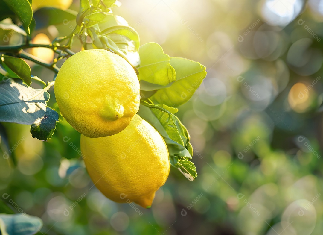 Limão cresce em uma árvore no jardim da colheita