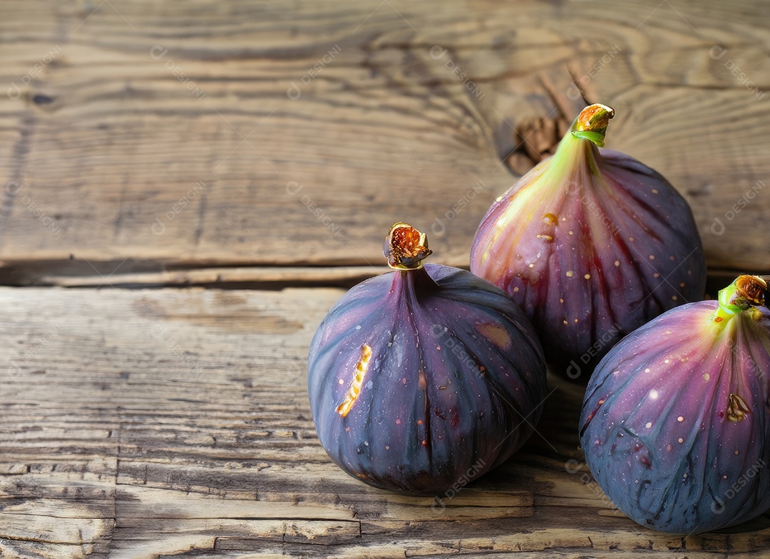 Alguns figos em um fundo de madeira velho