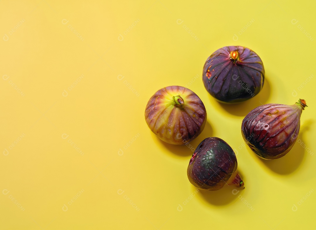Alguns figos sobre fundo amarelo