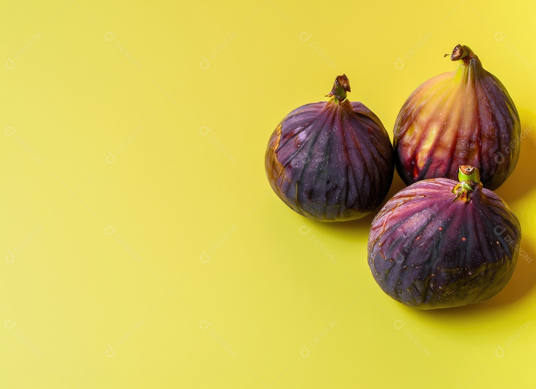 Alguns figos sobre fundo amarelo